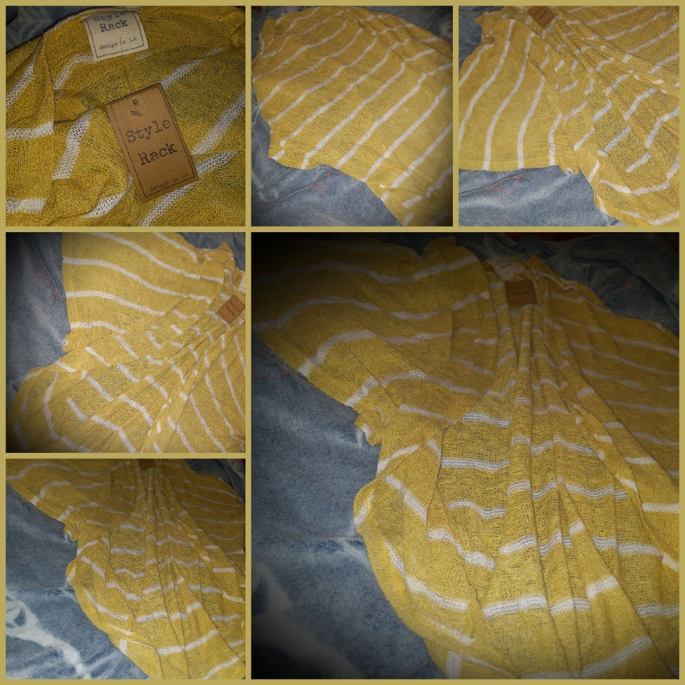 NWT Style Rack Large Yellow Sheer Open Cardigan Sweater